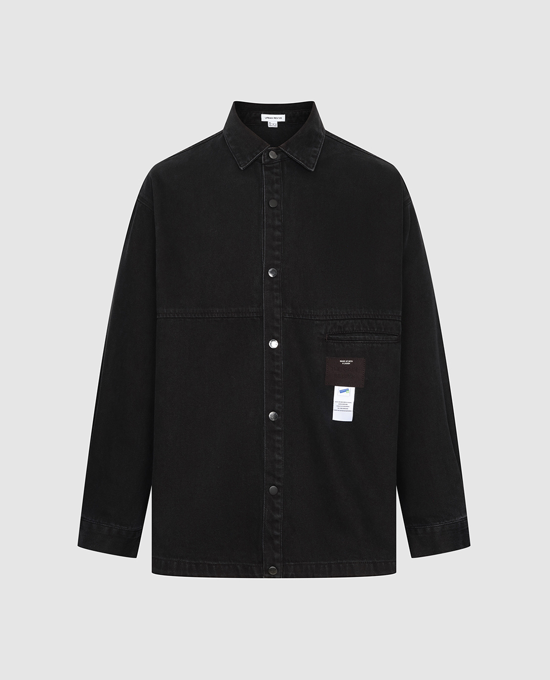 URBAN REVIVO - Áo sơ mi denim nam cổ bẻ tay dài