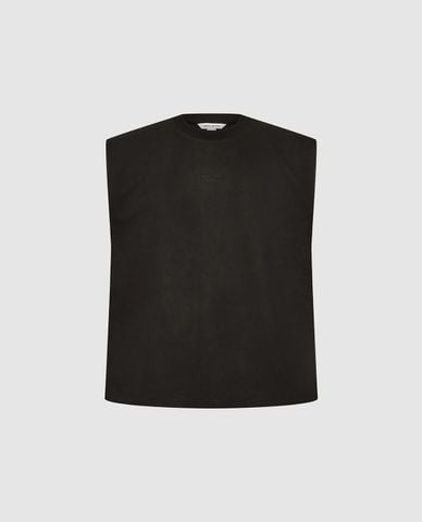  URBAN REVIVO - Áo ba lỗ nam cổ tròn thêu chữ tối giản 