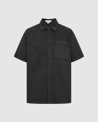  URBAN REVIVO - Áo sơ mi denim nam cổ bẻ tay ngắn 