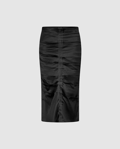  URBAN REVIVO - Chân váy midi xếp nếp phom ôm 