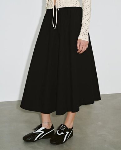  URBAN REVIVO - Chân váy chữ A midi lưng thun 