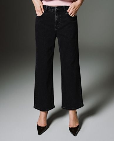  URBAN REVIVO - Quần jeans nữ ống rộng cổ điển 