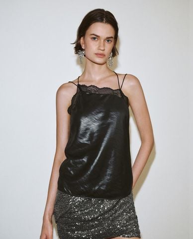  URBAN REVIVO - Áo hai dây nữ phối ren gợi cảm 