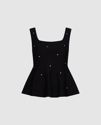  URBAN REVIVO - Áo hai dây nữ cổ vuông đính đá 