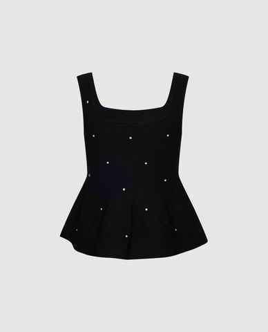  URBAN REVIVO - Áo hai dây nữ cổ vuông đính đá 