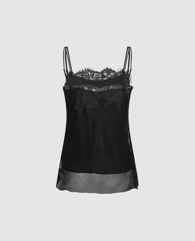  URBAN REVIVO - Áo hai dây nữ viền ren phối layer 
