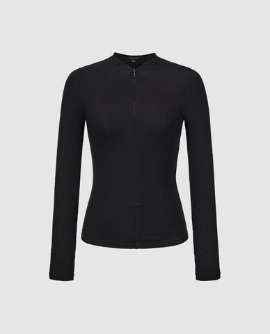  URBAN REVIVO - Áo thun nữ cổ V tay dài phom ôm 