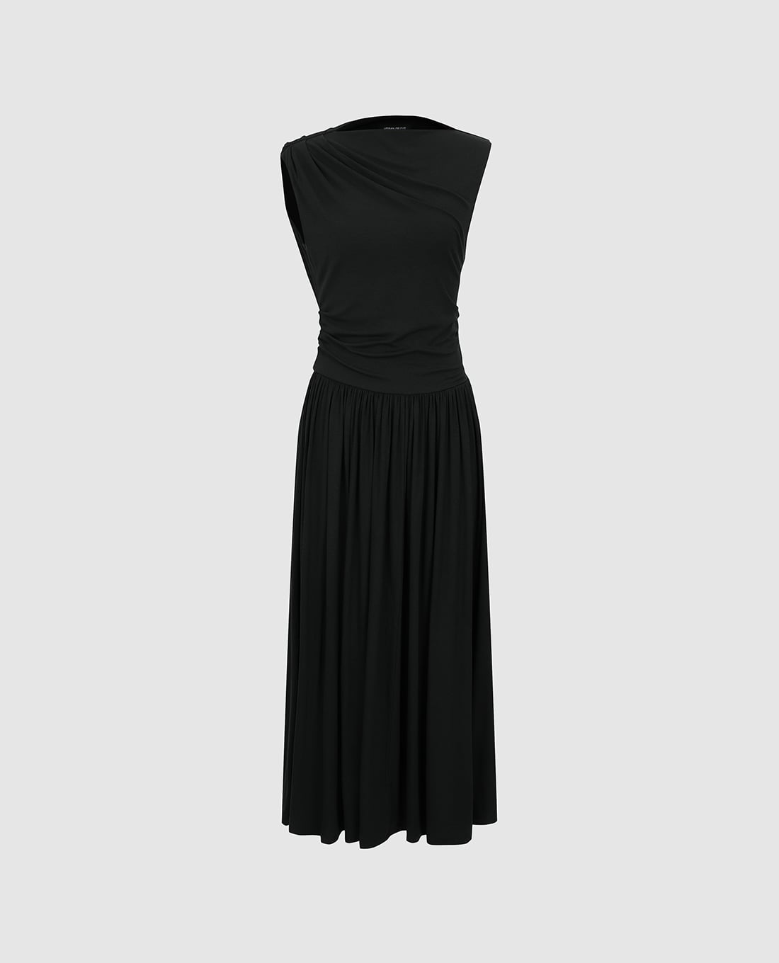 URBAN REVIVO - Đầm sát nách midi lệch vai xếp nếp