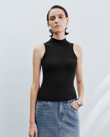  URBAN REVIVO - Áo sát nách nữ cổ cao phom ôm 