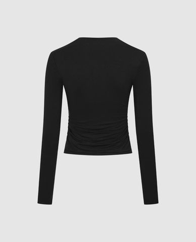  URBAN REVIVO - Áo thun nữ cổ vuông tay dài phom ôm 