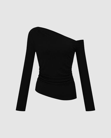  URBAN REVIVO - Áo trễ vai nữ tay dài phom ôm 