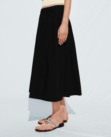  URBAN REVIVO - Chân váy chữ A midi lưng thun dáng xoè 