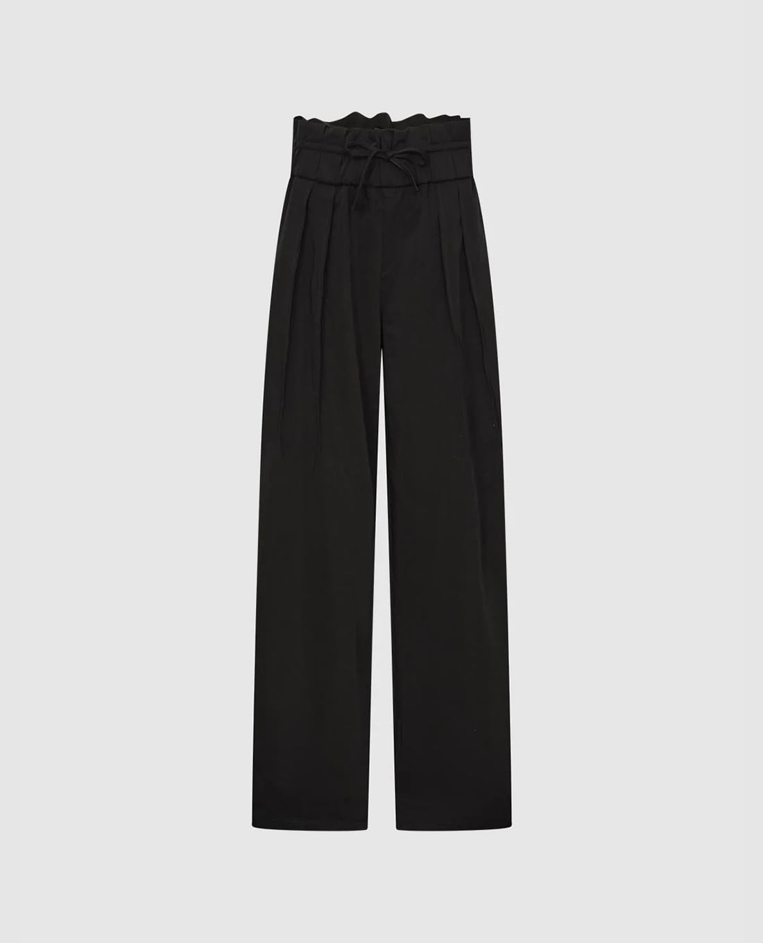 URBAN REVIVO - Quần nữ ống rộng lưng bèo phối dây rút