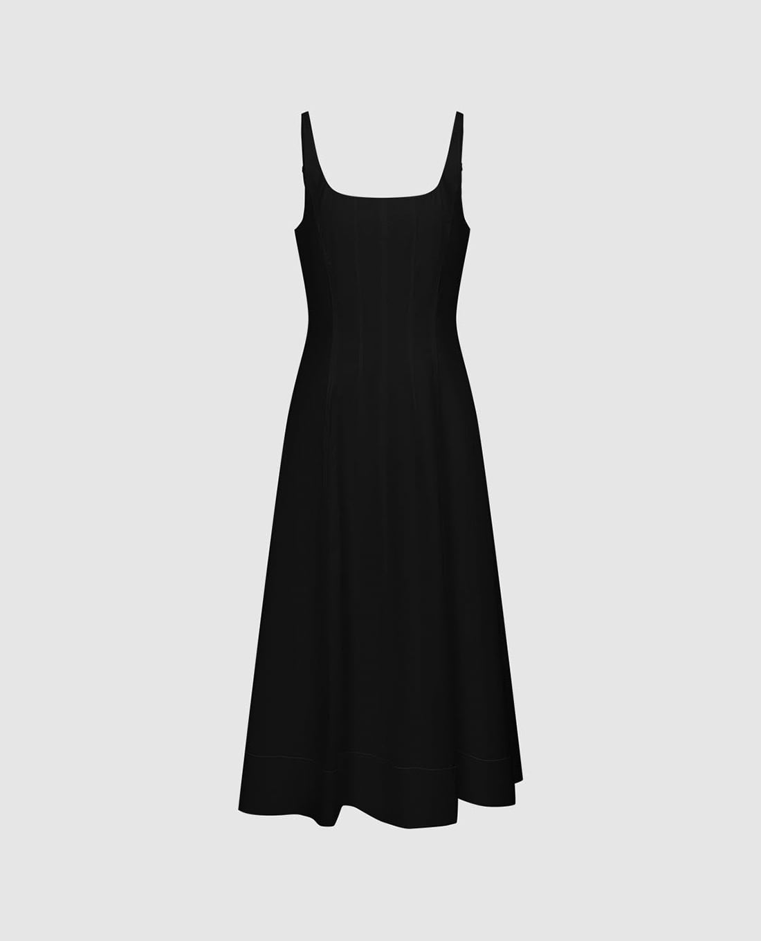 URBAN REVIVO - Đầm hai dây midi cổ vuông dáng xoè