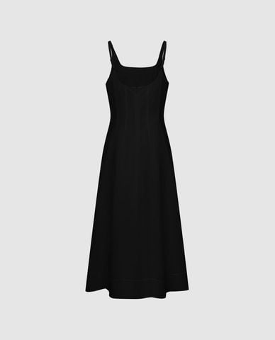  URBAN REVIVO - Đầm hai dây midi cổ vuông dáng xoè 