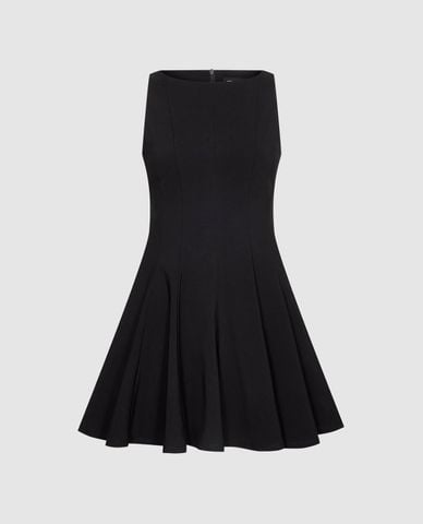  URBAN REVIVO - Đầm sát nách mini cổ thuyền dáng xòe 