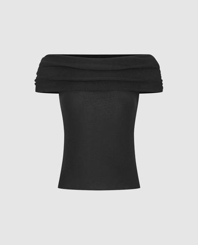  URBAN REVIVO - Áo trễ vai nữ phom ôm thời trang 