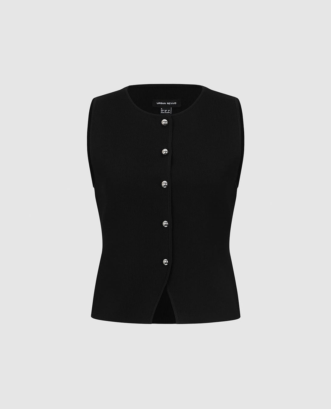 URBAN REVIVO - Áo sát nách nữ dệt kim cổ tròn phối nút