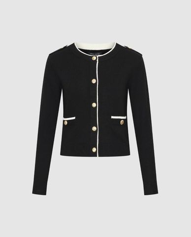  URBAN REVIVO - Áo khoác cardigan nữ tay dài phối viền 