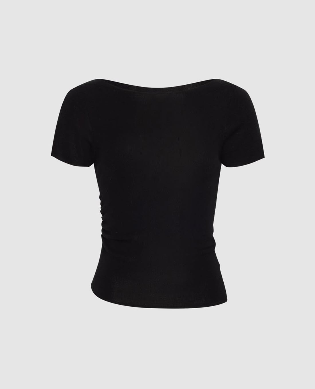 URBAN REVIVO - Áo dệt kim nữ cổ thuyền tay ngắn phom ôm