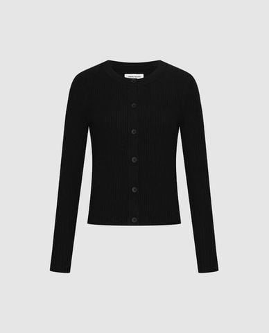  URBAN REVIVO - Áo khoác cardigan nữ cổ tròn tay dài phom ôm 