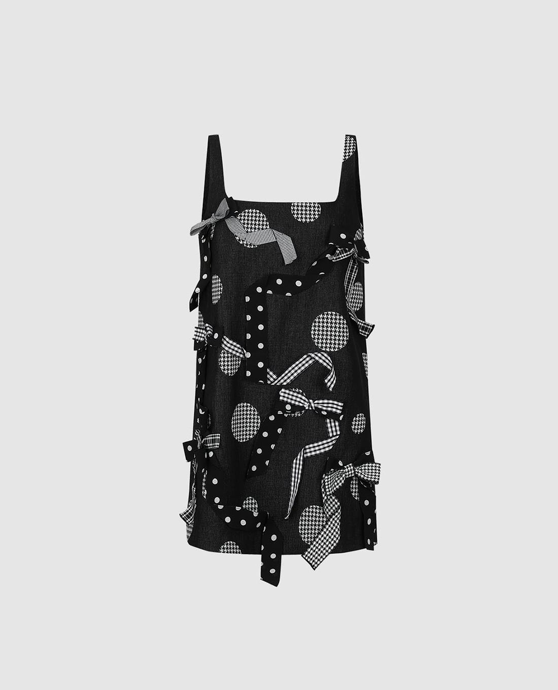 URBAN REVIVO - Đầm hai dây mini in họa tiết phối nơ