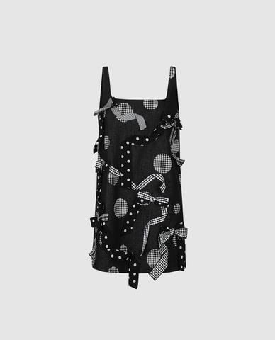  URBAN REVIVO - Đầm hai dây mini in họa tiết phối nơ 