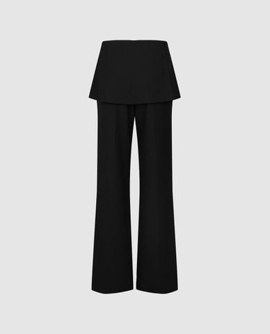  URBAN REVIVO - Quần nữ ống rộng phối váy ngắn layer 