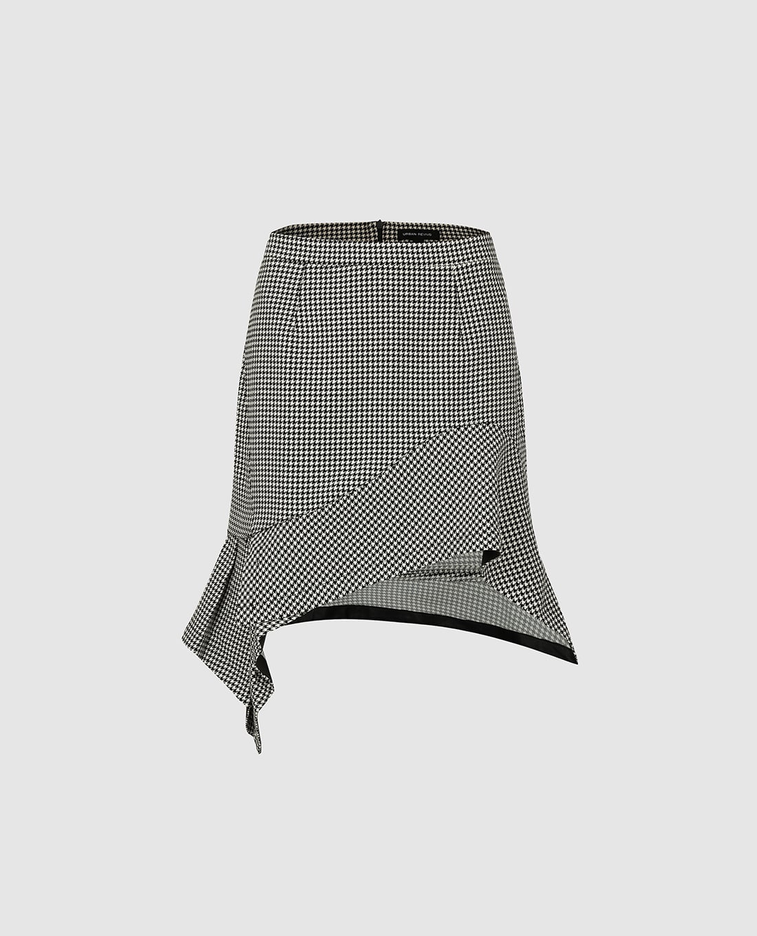 URBAN REVIVO - Chân váy midi bất đối xứng họa tiết caro
