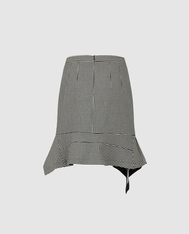  URBAN REVIVO - Chân váy midi bất đối xứng họa tiết caro 