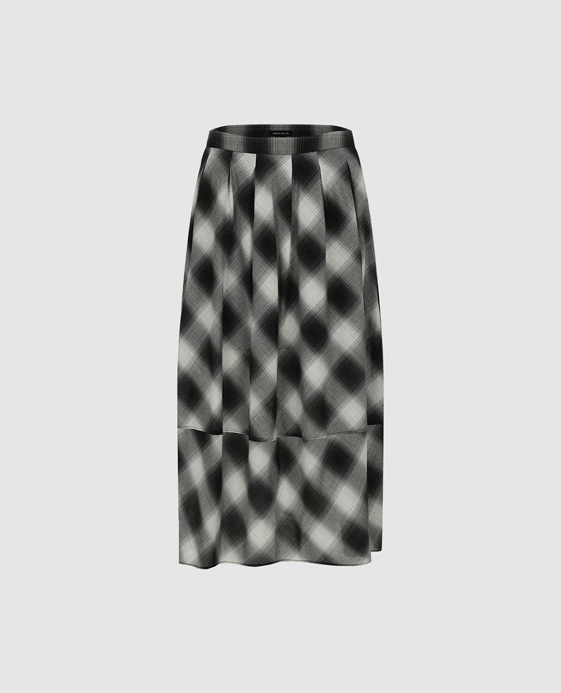 URBAN REVIVO - Chân váy xếp tầng midi kẻ sọc caro