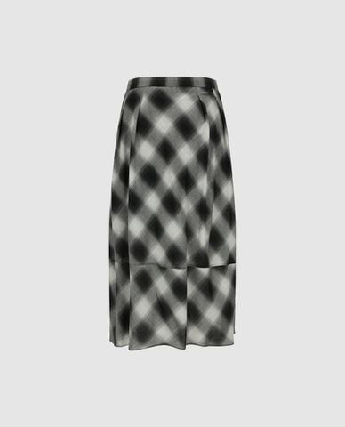  URBAN REVIVO - Chân váy xếp tầng midi kẻ sọc caro 