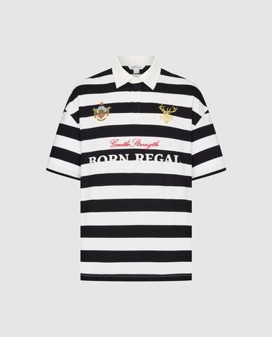  URBAN REVIVO - Áo polo nam cổ bẻ tay ngắn kẻ sọc 
