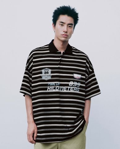  URBAN REVIVO - Áo polo nam thể thao tay ngắn kẻ sọc 