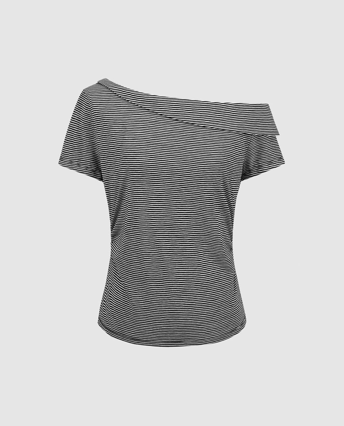 URBAN REVIVO - Áo trễ vai nữ kẻ sọc thanh lịch