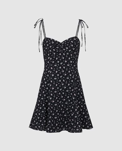  URBAN REVIVO - Đầm hai dây mini họa tiết hoa nhí 