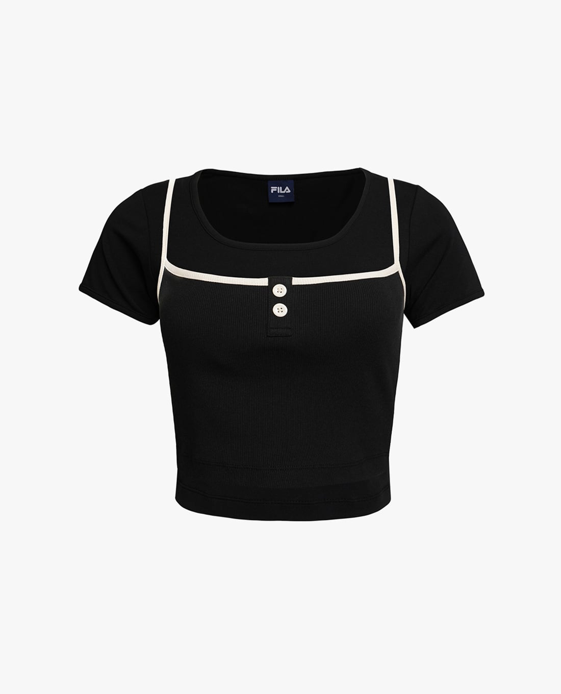 FILA - Áo croptop nữ cổ vuông phối layer Origin Club