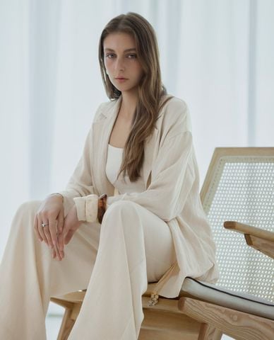  DEZUS - Áo khoác blazer nữ cổ ve tay dài Lynex 