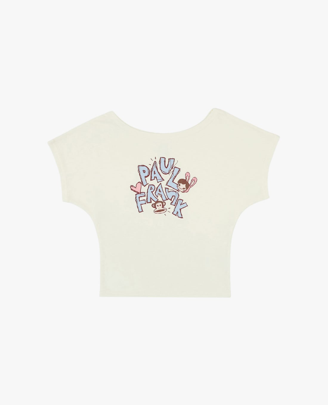 PAUL FRANK - Áo croptop nữ cổ tròn tay ngắn in họa tiết