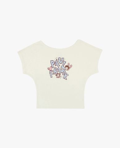  PAUL FRANK - Áo croptop nữ cổ tròn tay ngắn in họa tiết 