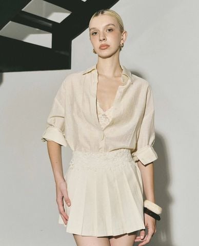  DEZUS - Set áo sơ mi và chân váy xếp li Lovy 