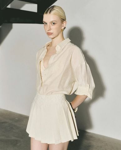  DEZUS - Set áo sơ mi và chân váy xếp li Lovy 