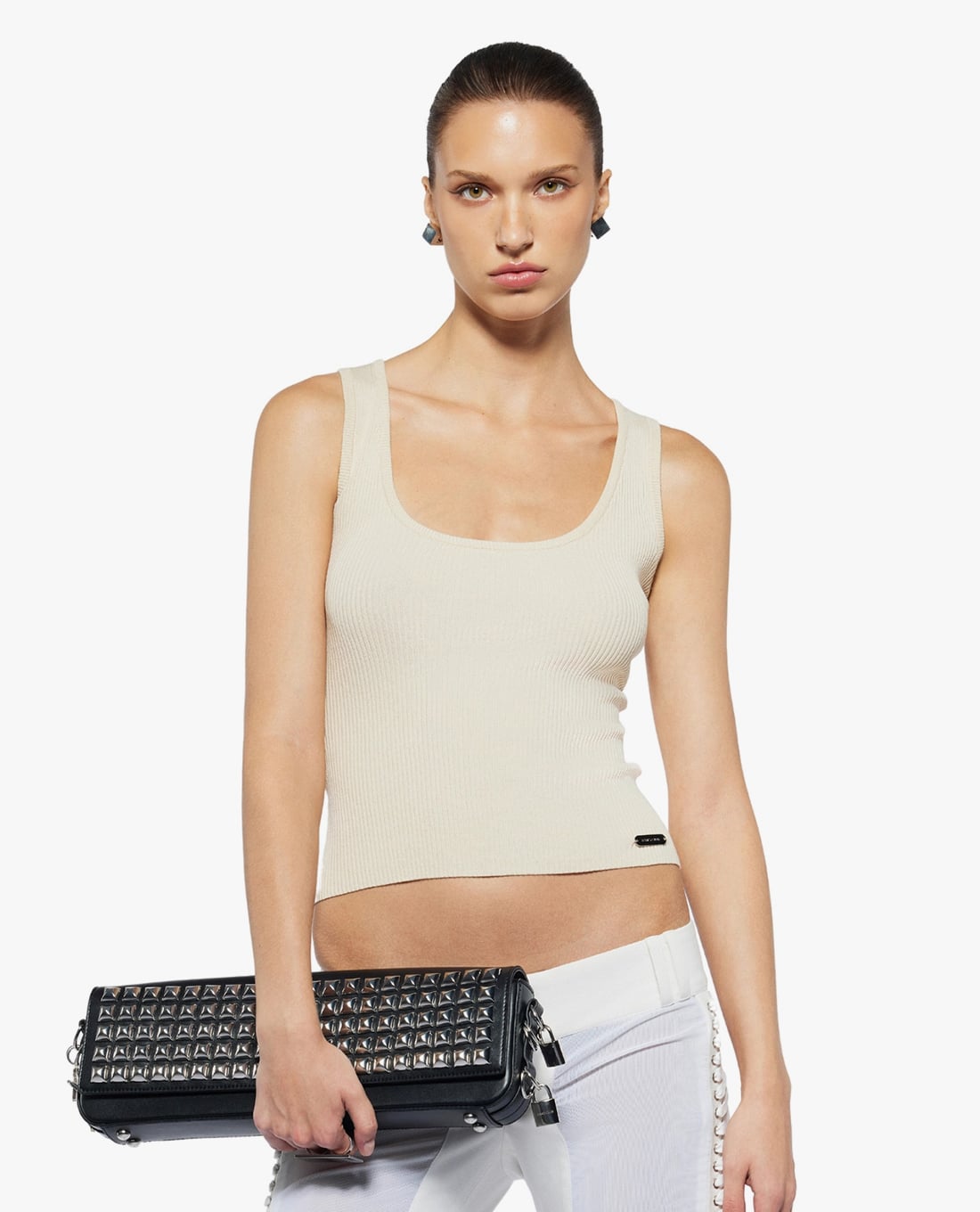 FANCì CLUB - Áo ba lỗ nữ dệt kim cổ vuông phom ôm