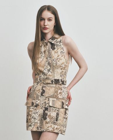  DEZUS - Đầm sát nách mini kèm thắt lưng Hesi 