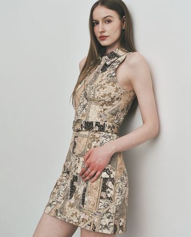  DEZUS - Đầm sát nách mini kèm thắt lưng Hesi 