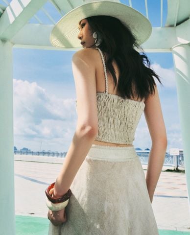  DEZUS - Áo kiểu nữ cúp ngực cổ yếm Fevar 