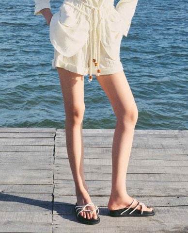  DEZUS - Quần short ngắn nữ lưng thun dây rút Beza 