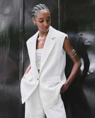  DEZUS - Áo khoác gilet nữ cổ ve phom suông Chiminai 