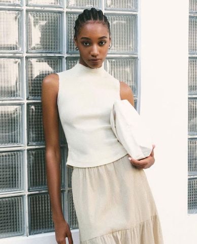  DEZUS - Áo sát nách nữ cổ cao phom ôm Genevieve 