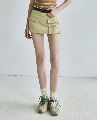  DEZUS - Chân váy chữ A mini phối túi hộp Summer 